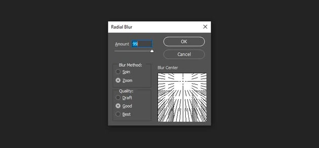adding the radial blur effect